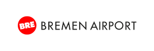 Logo Bremen Airport. Roter Kreis, in dem BRE steh und Schriftzug.